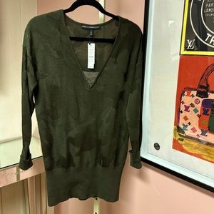 NEW WHBM Jacquard “Camouflage Tunic” style green sweater